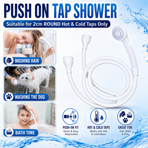 Push shower head hose - on, &